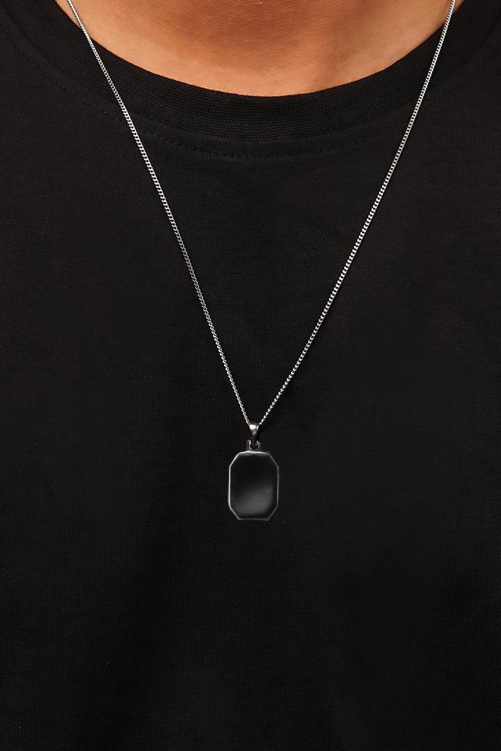 Metal Rectangular Pendant - Black - Mendeez