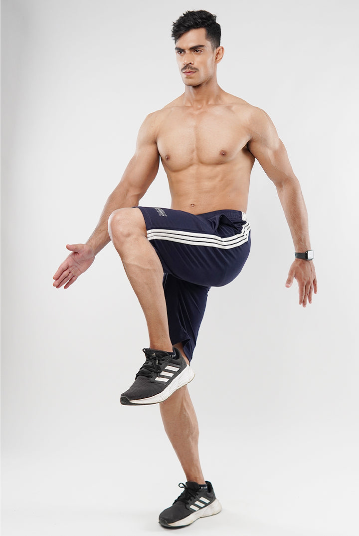 Striped Shorts - Navy Blue - Mendeez