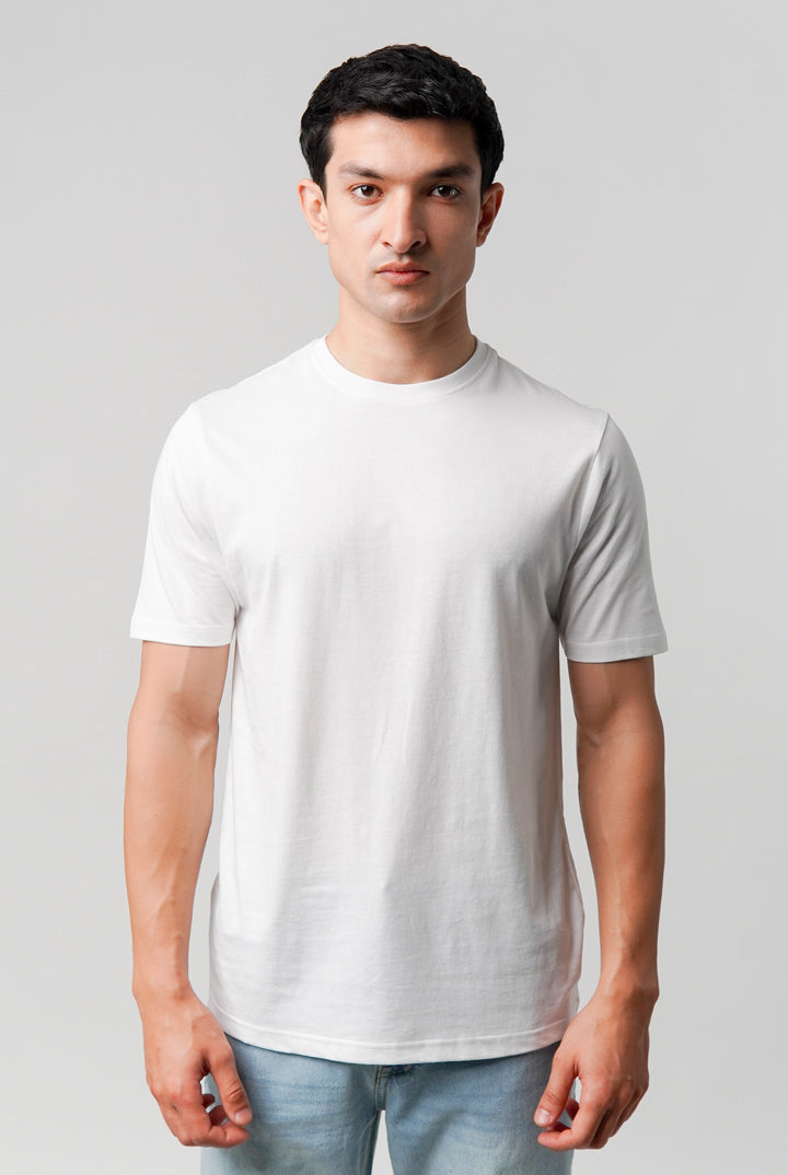 Regular Fit Crew Neck T-Shirt - White - Mendeez