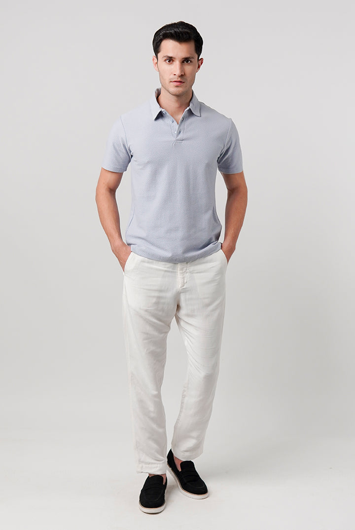 Textured Polo Shirt - Sky Blue - Mendeez