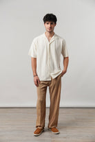 Knitted Cuban Shirt - Cream - Mendeez