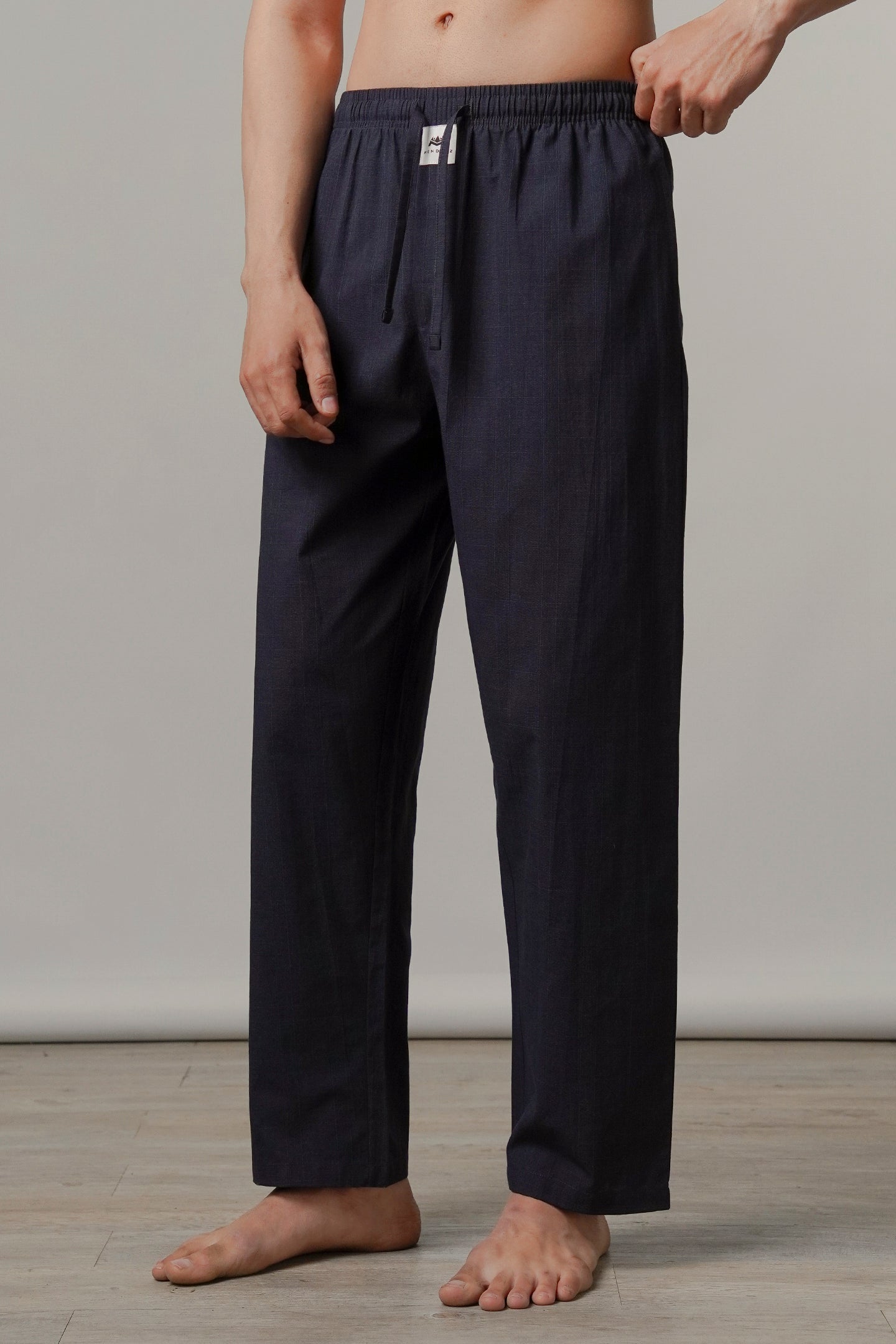 Textured Woven Pajamas - Navy Blue - Mendeez