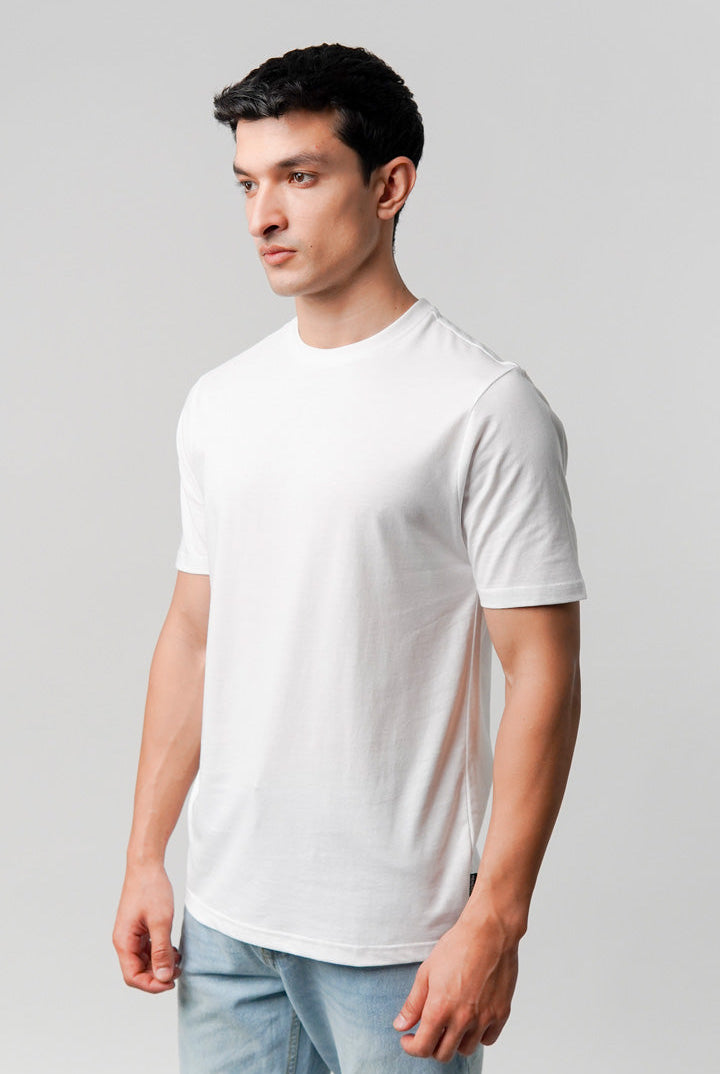 Regular Fit Crew Neck T-Shirt - White - Mendeez