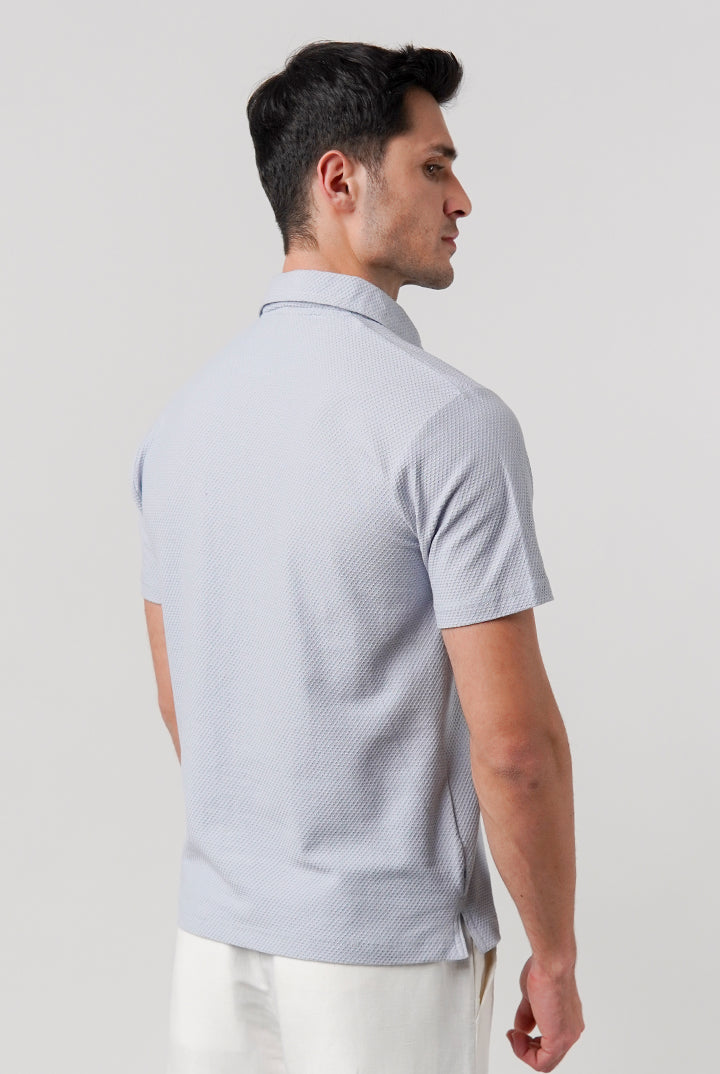 Textured Polo Shirt - Sky Blue - Mendeez