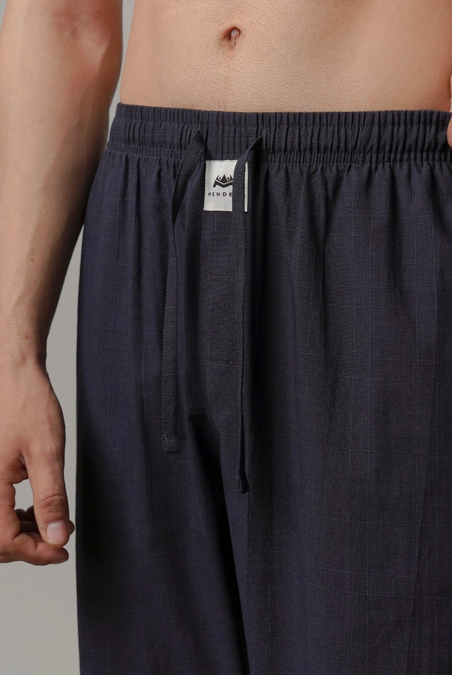 Textured Woven Pajamas - Navy Blue - Mendeez