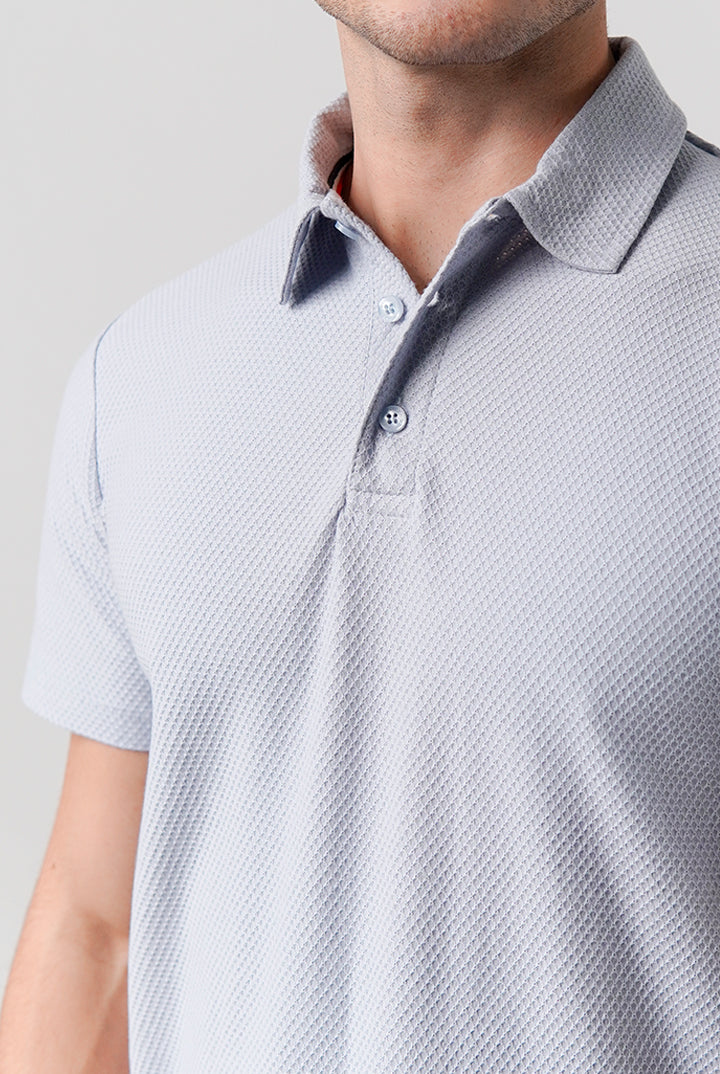 Textured Polo Shirt - Sky Blue - Mendeez
