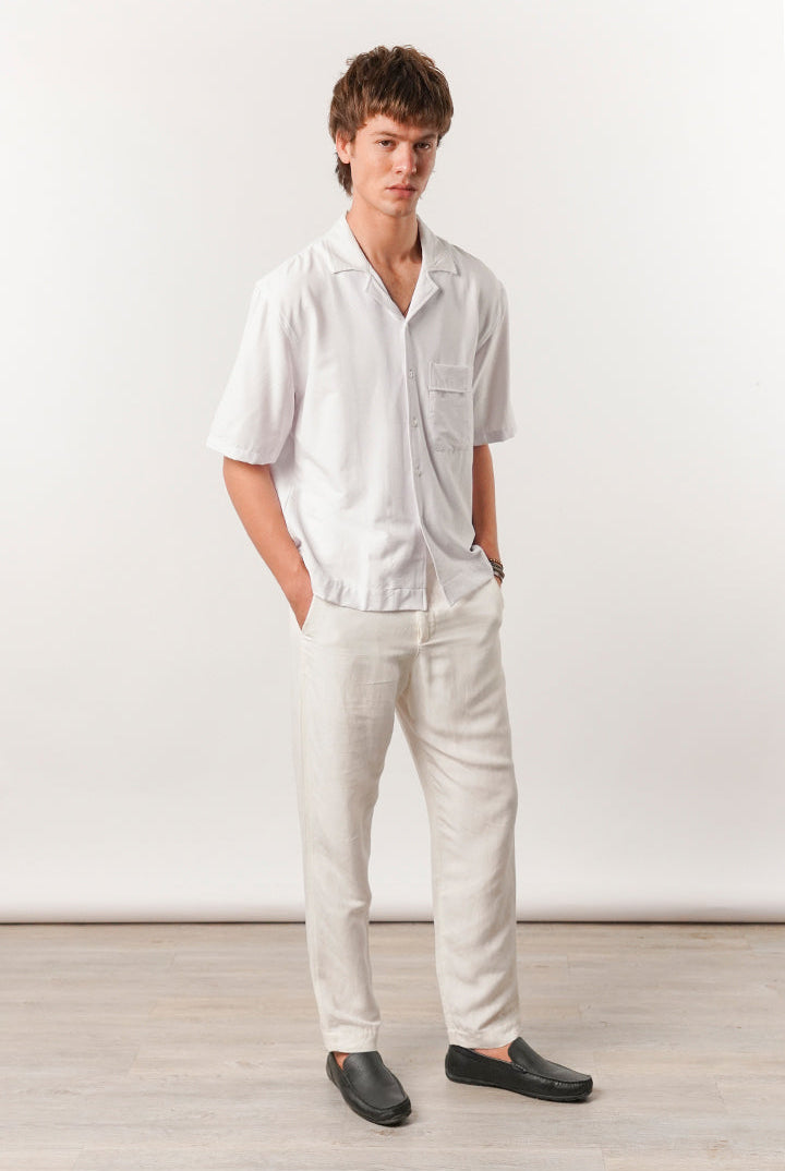 Box Fit Cuban Shirt - White - Mendeez