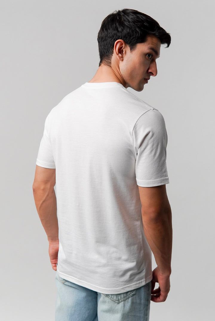 Regular Fit Henley T-Shirt - White - Mendeez