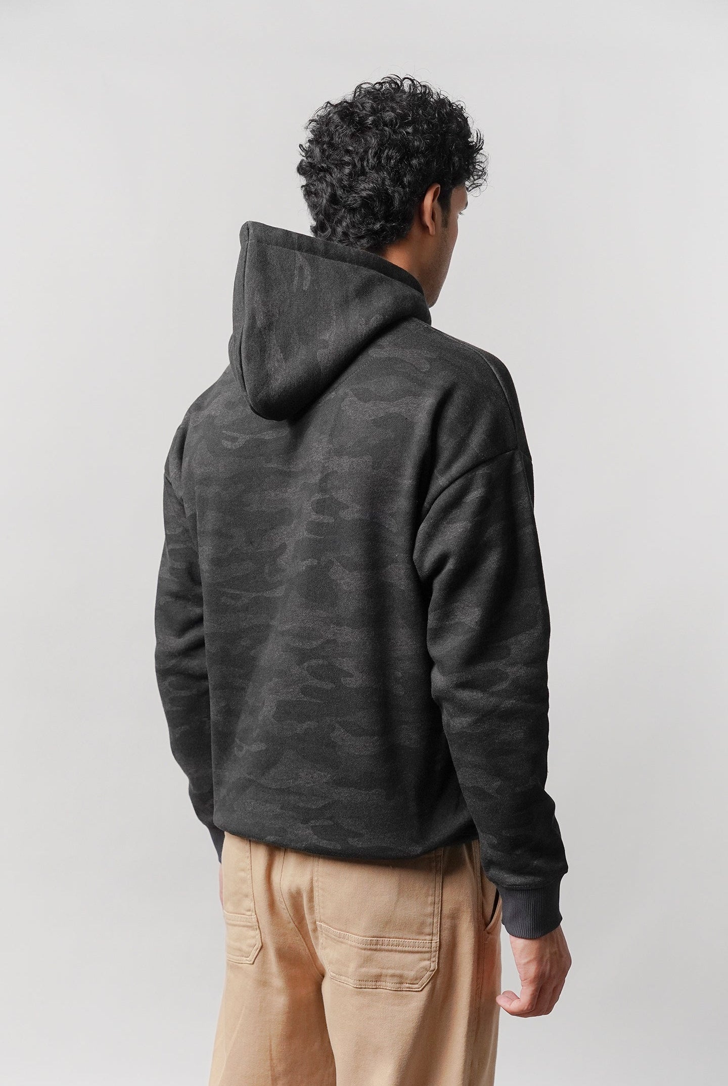 Camo Pullover Hoodie - Dark Grey - Mendeez