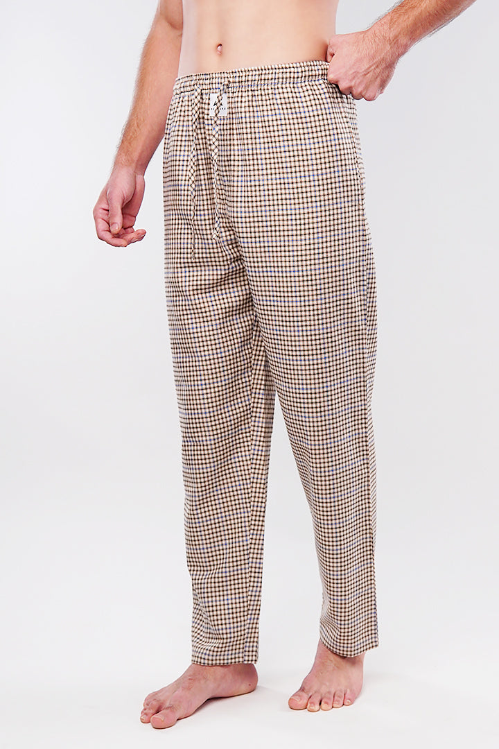 Check Woven Pajamas - Light Brown - Mendeez