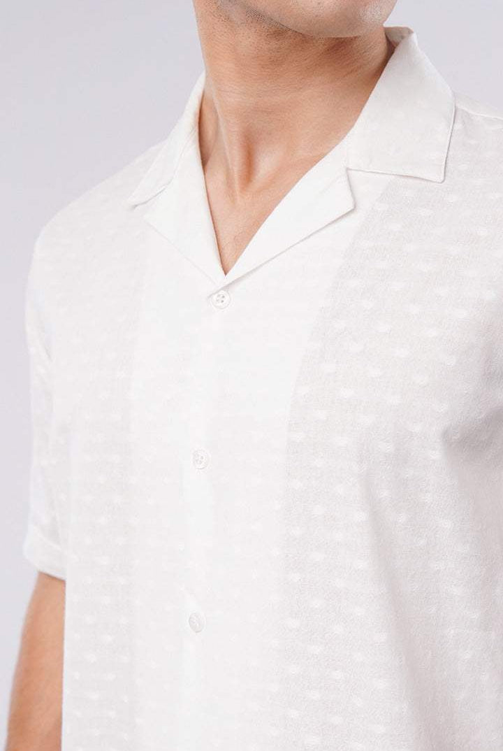 Self Texture Cuban Shirt - White - Mendeez