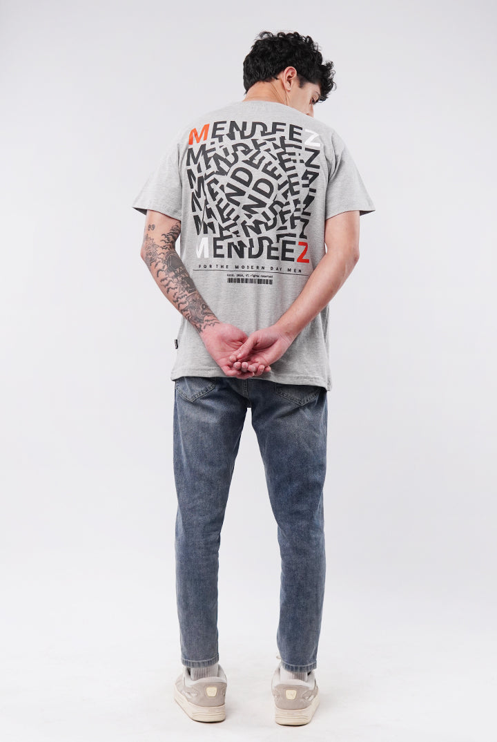 Printed Oversized T-Shirt - Heather Grey - Mendeez