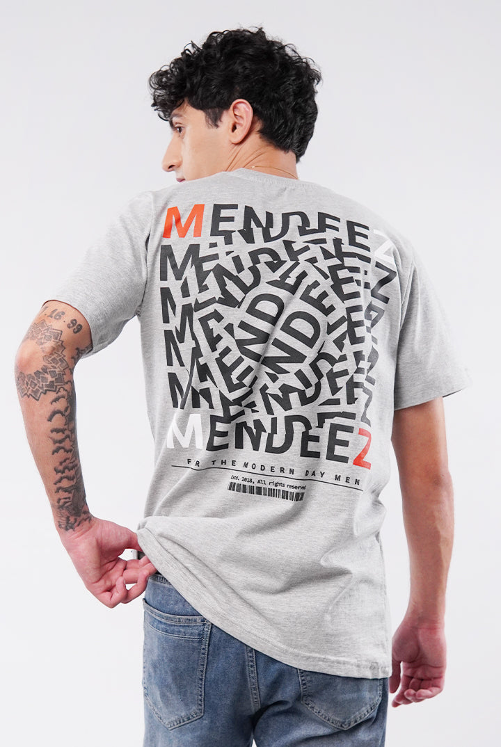 Printed Oversized T-Shirt - Heather Grey - Mendeez