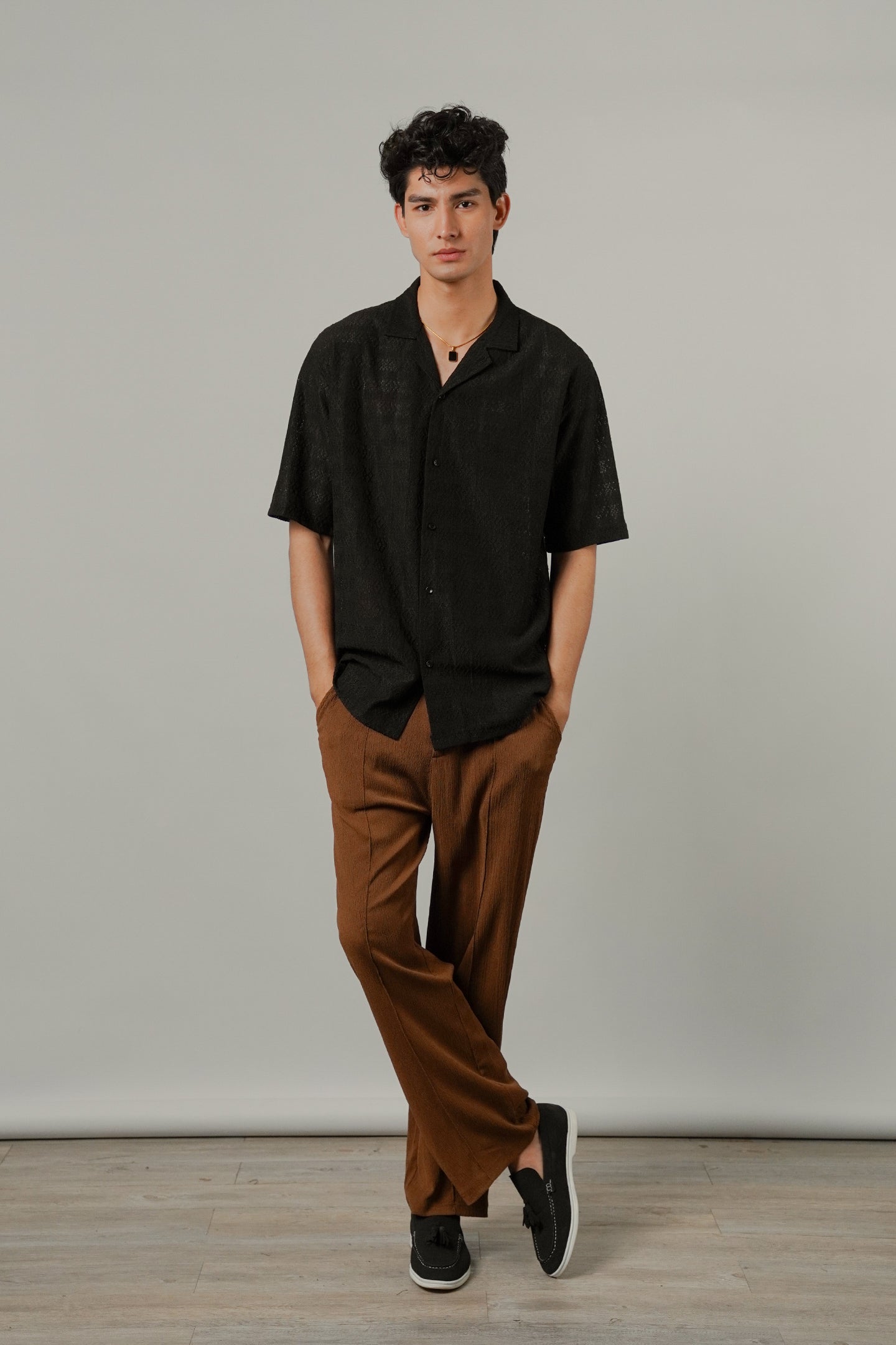 Burnout Cuban Shirt - Black - Mendeez