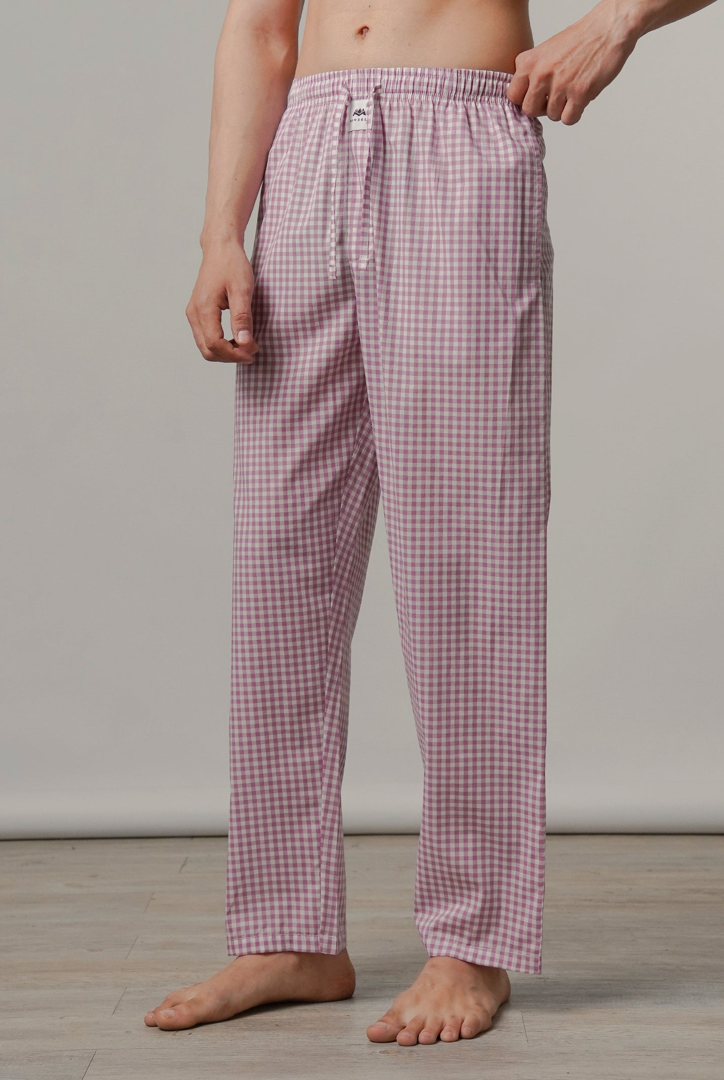 Check Woven Pajamas - Pink - Mendeez