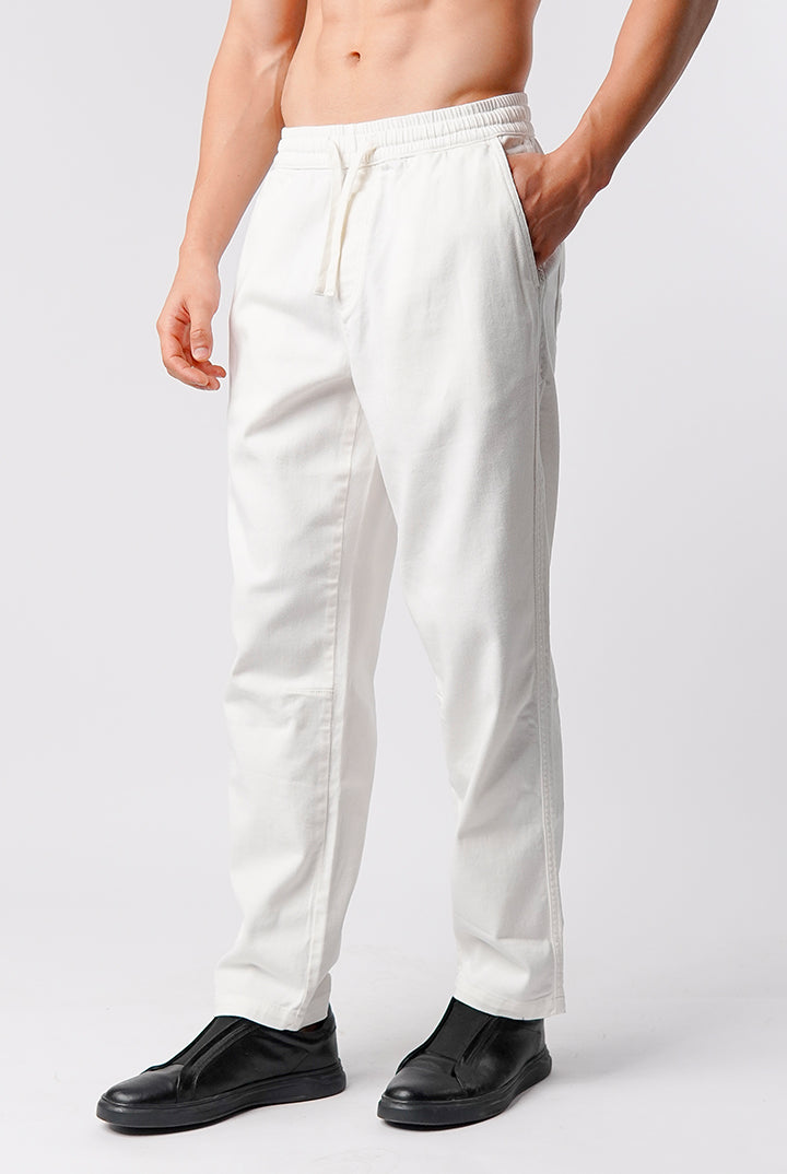 Straight Jogger Pants - White - Mendeez