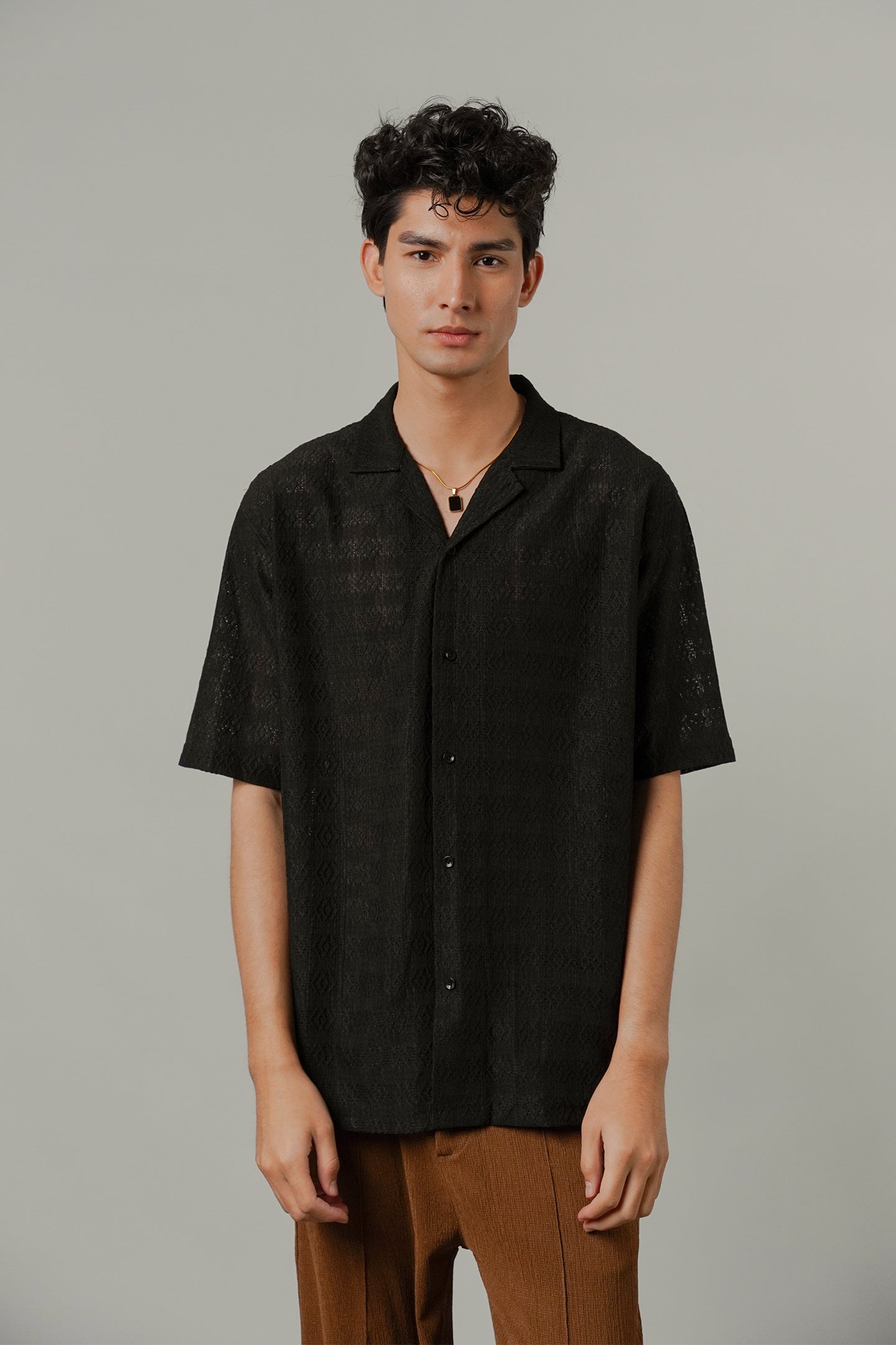 Burnout Cuban Shirt - Black - Mendeez