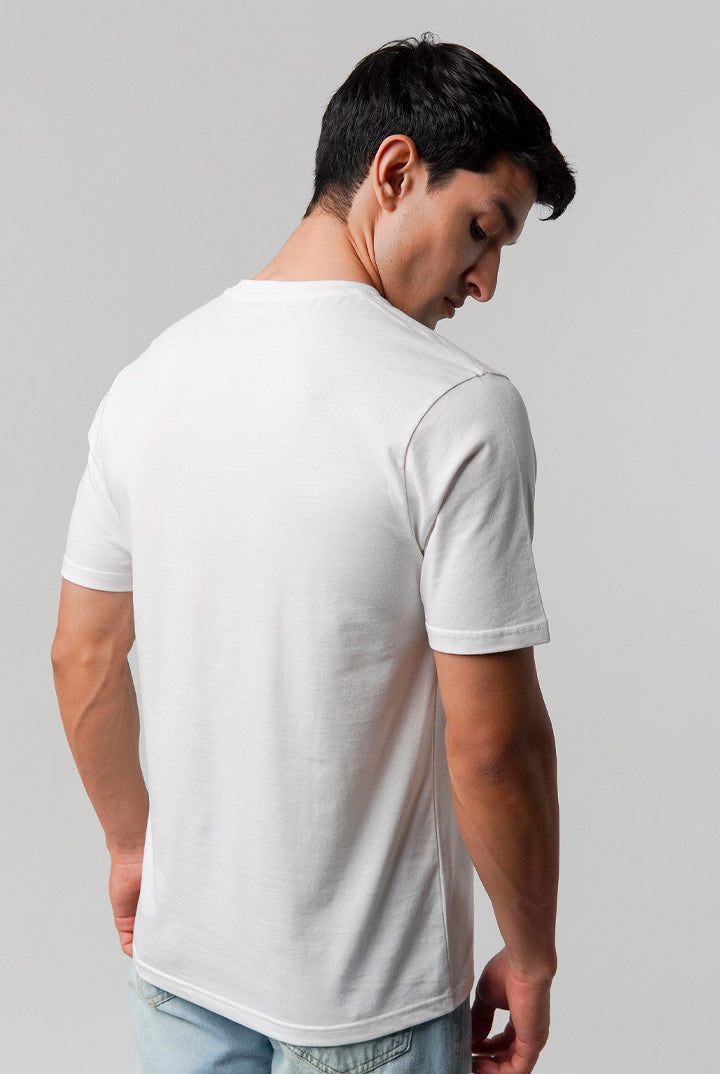Regular Fit V-Neck T-Shirt - White - Mendeez