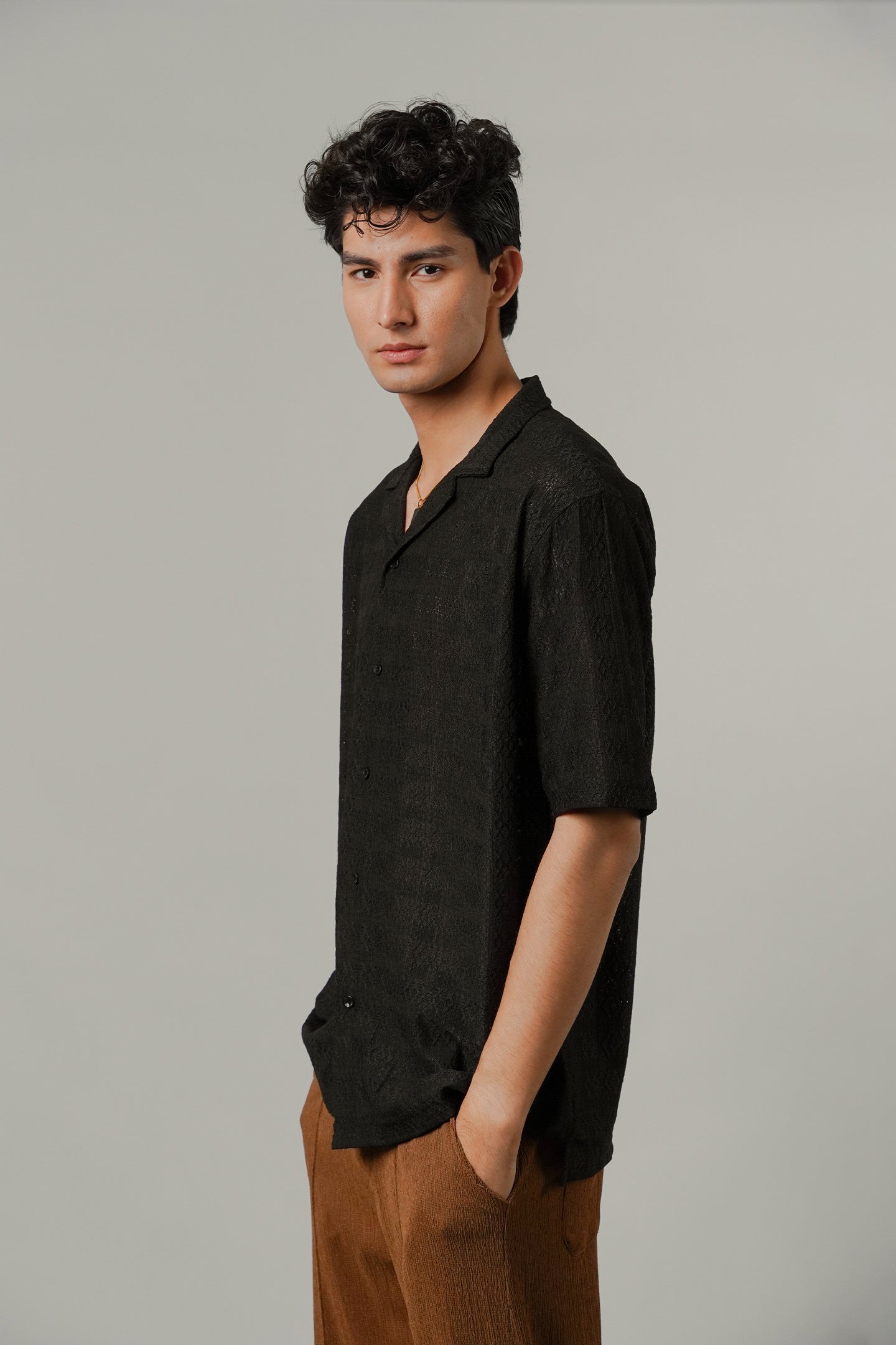 Burnout Cuban Shirt - Black - Mendeez