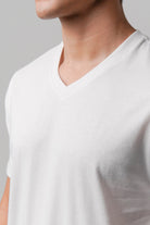 Regular Fit V-Neck T-Shirt - White - Mendeez