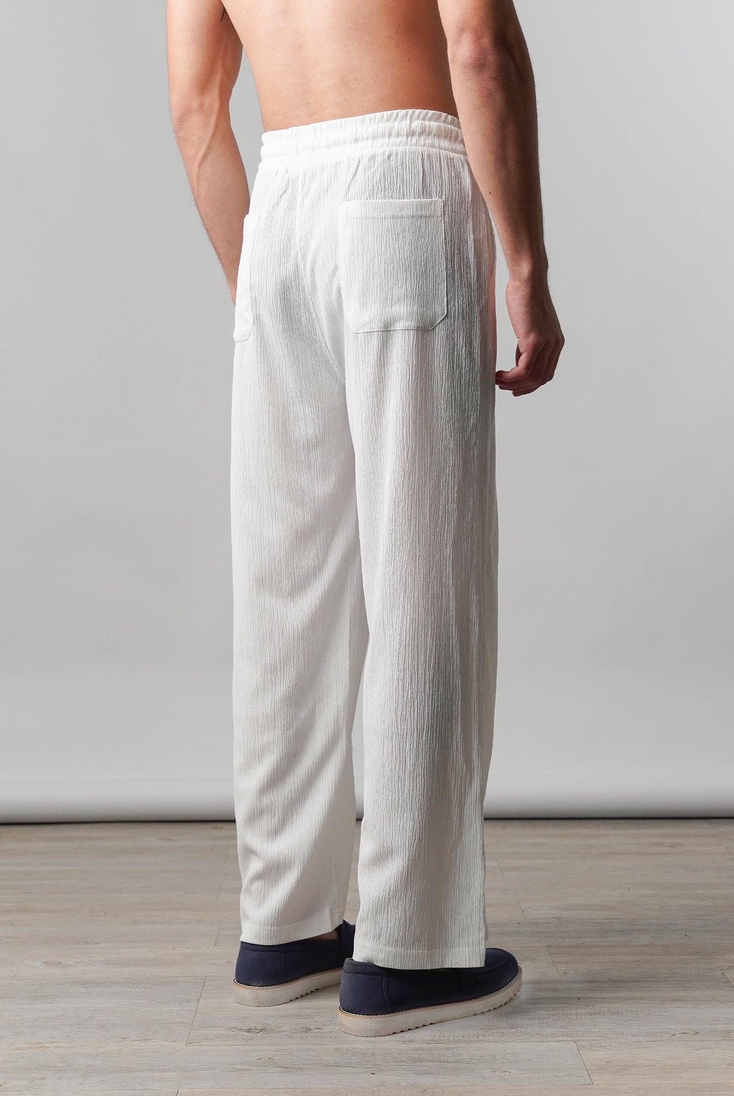 Textured Pintex Trouser - White - Mendeez