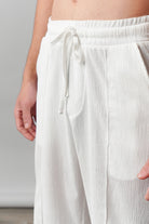 Textured Pintex Trouser - White - Mendeez