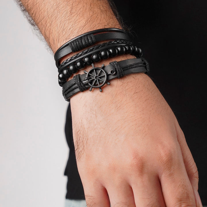 Adjustable Braided Bracelet - Black - Mendeez