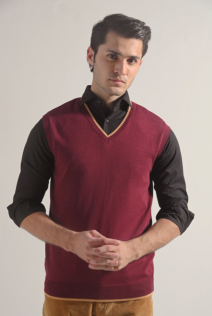 Sweater Vest - Maroon - Mendeez