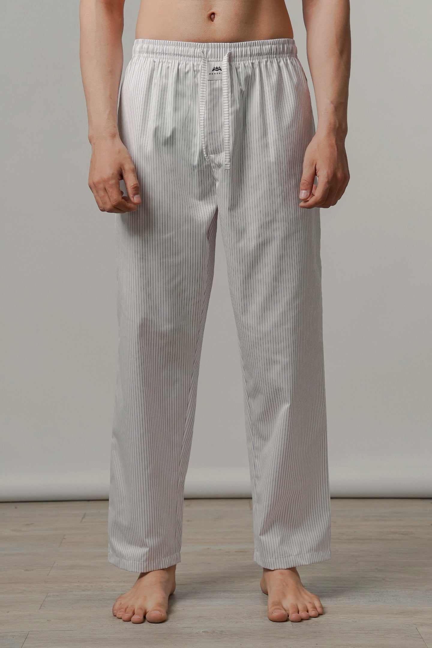 Striped Woven Pajamas - White - FA - Mendeez
