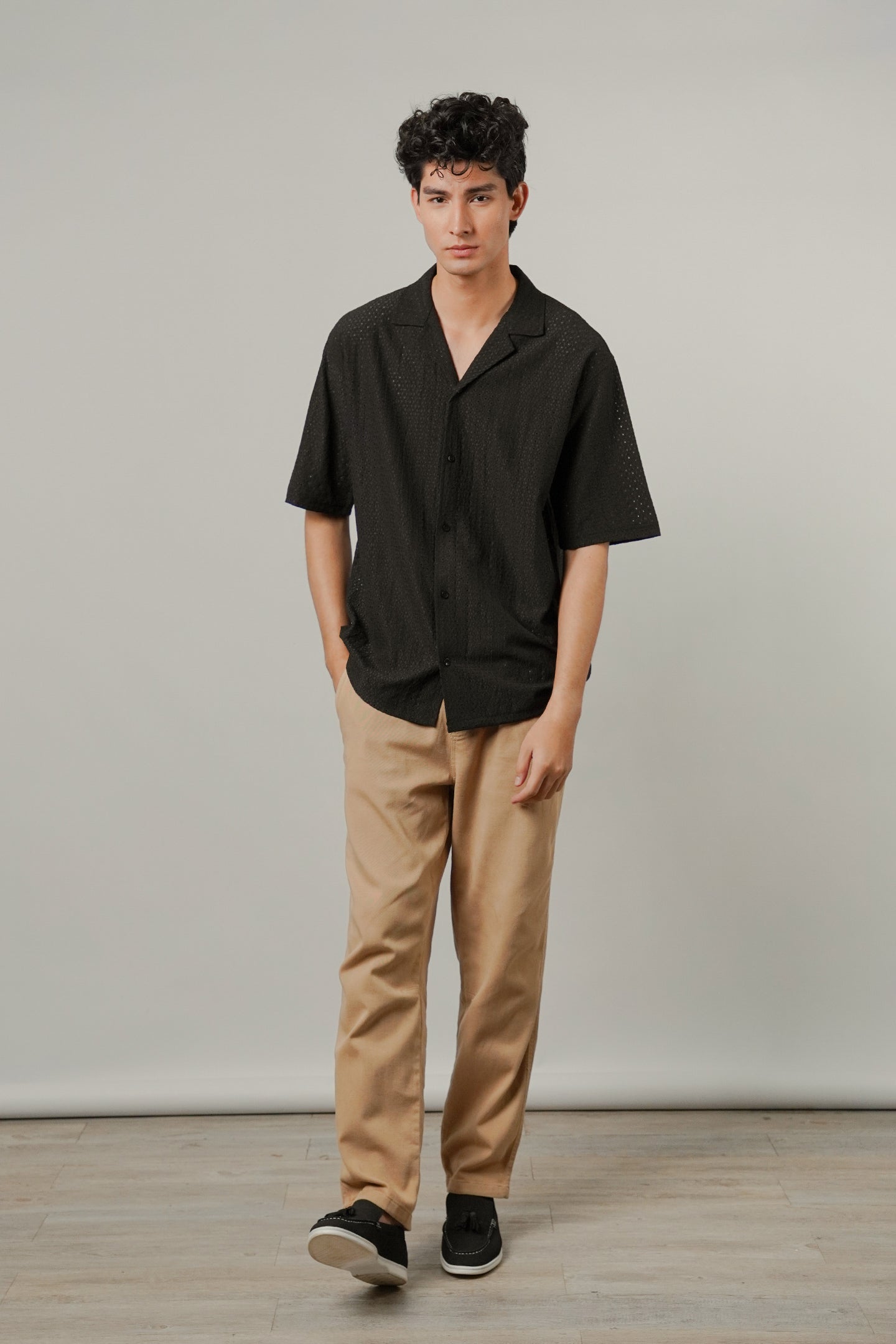 Burnout Cuban Shirt - Black - Mendeez