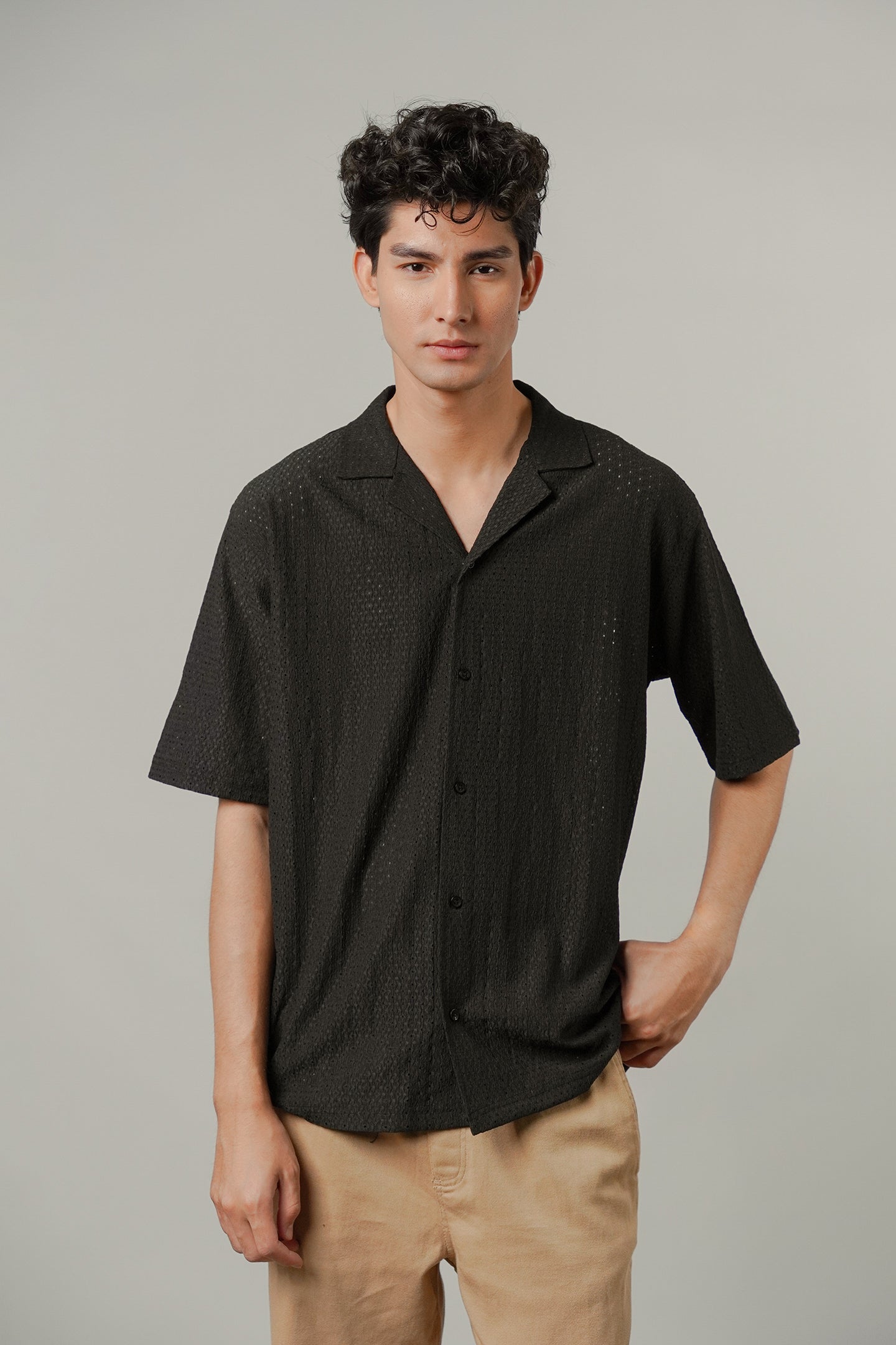 Burnout Cuban Shirt - Black - Mendeez