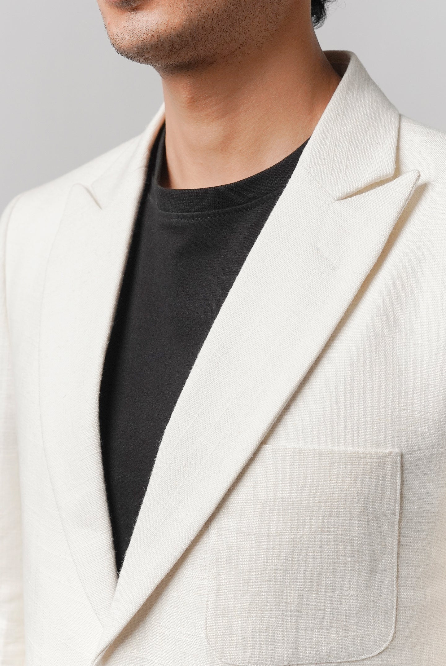 Linen Blazer - White - Mendeez