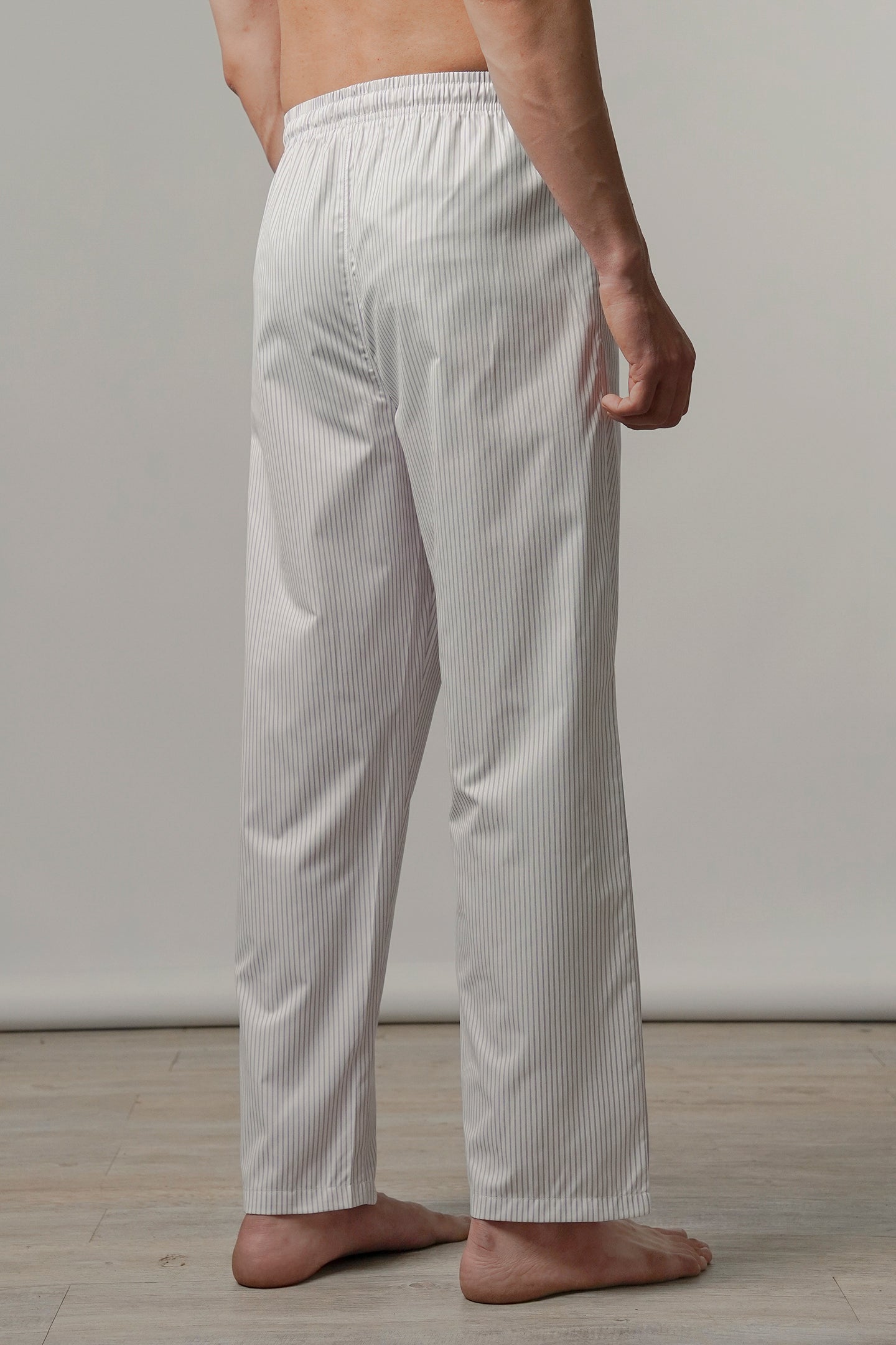 Striped Woven Pajamas - White - FA - Mendeez