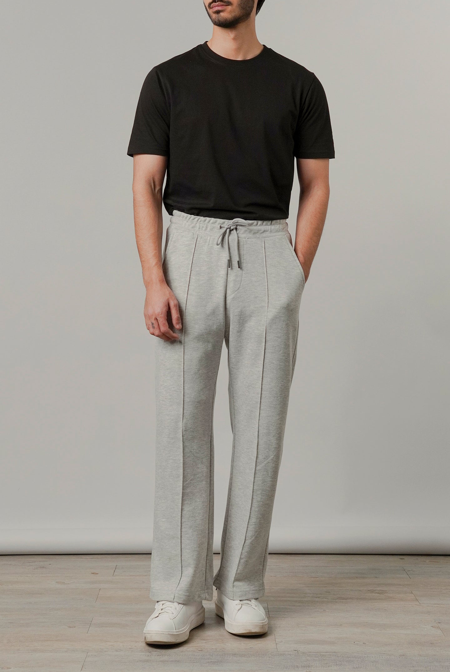 Pintex Jogger Pants - Heather Grey - Mendeez