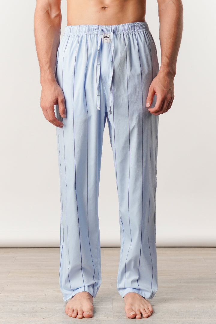 Striped Woven Pajamas - Sky Blue - Mendeez