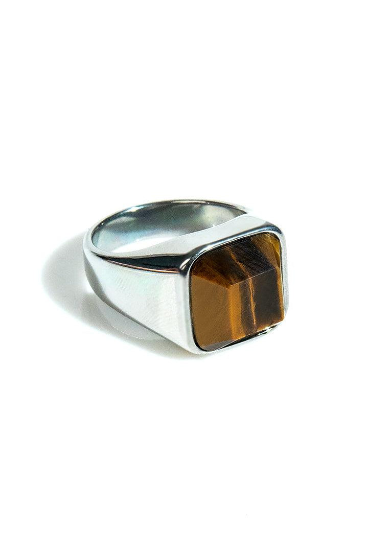 Square Stone Ring - Tiger Eye - Mendeez