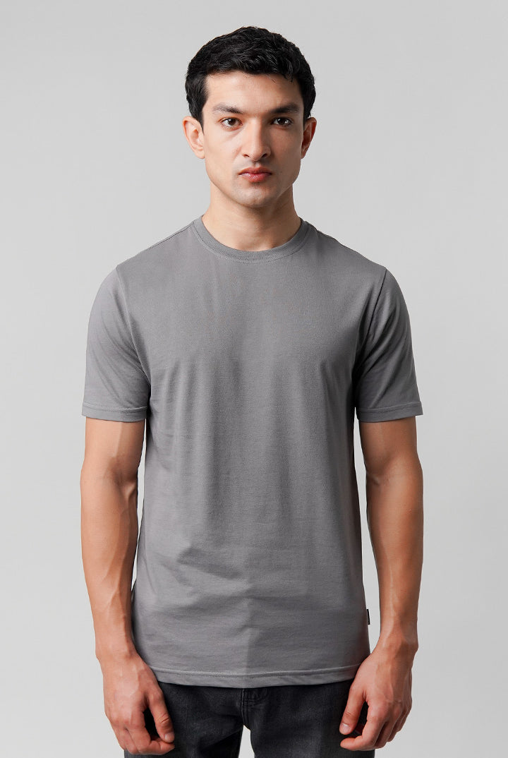 Regular Fit Crew Neck T-Shirt - Grey - Mendeez