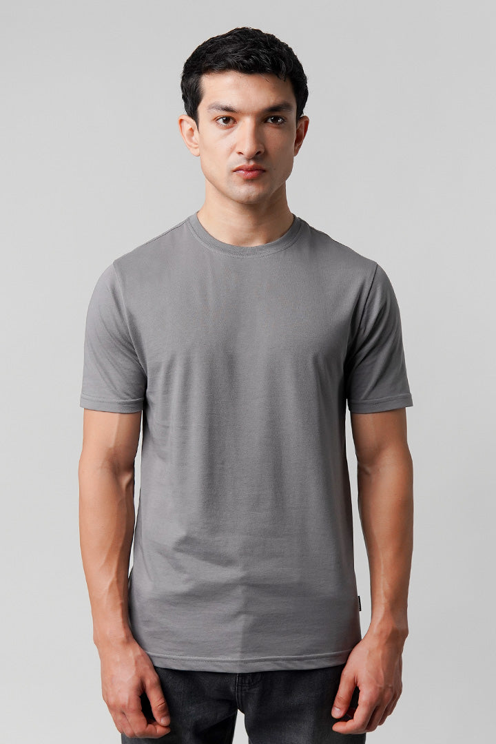 Regular Fit Crew Neck T-Shirt - Grey - Mendeez
