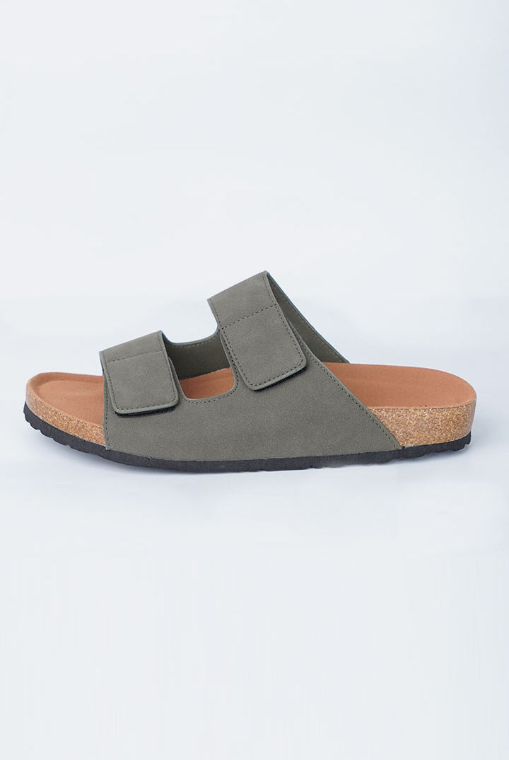 Two-Strap Velcro Slides - Olive Green - Mendeez