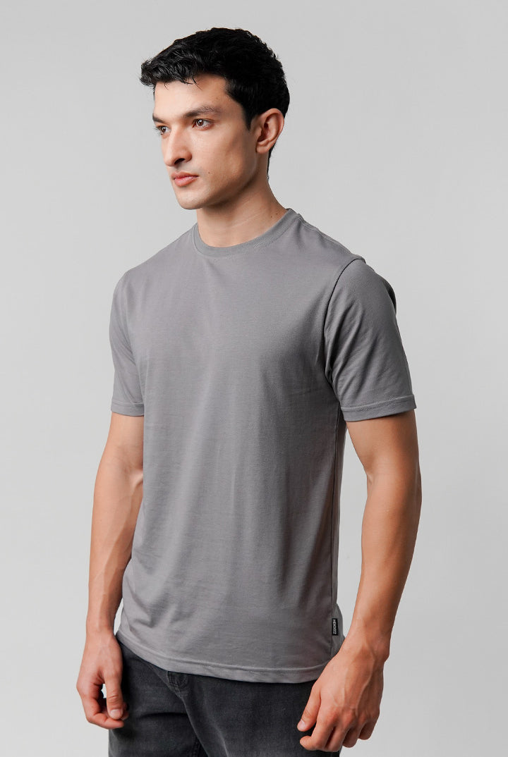 Regular Fit Crew Neck T-Shirt - Grey - Mendeez