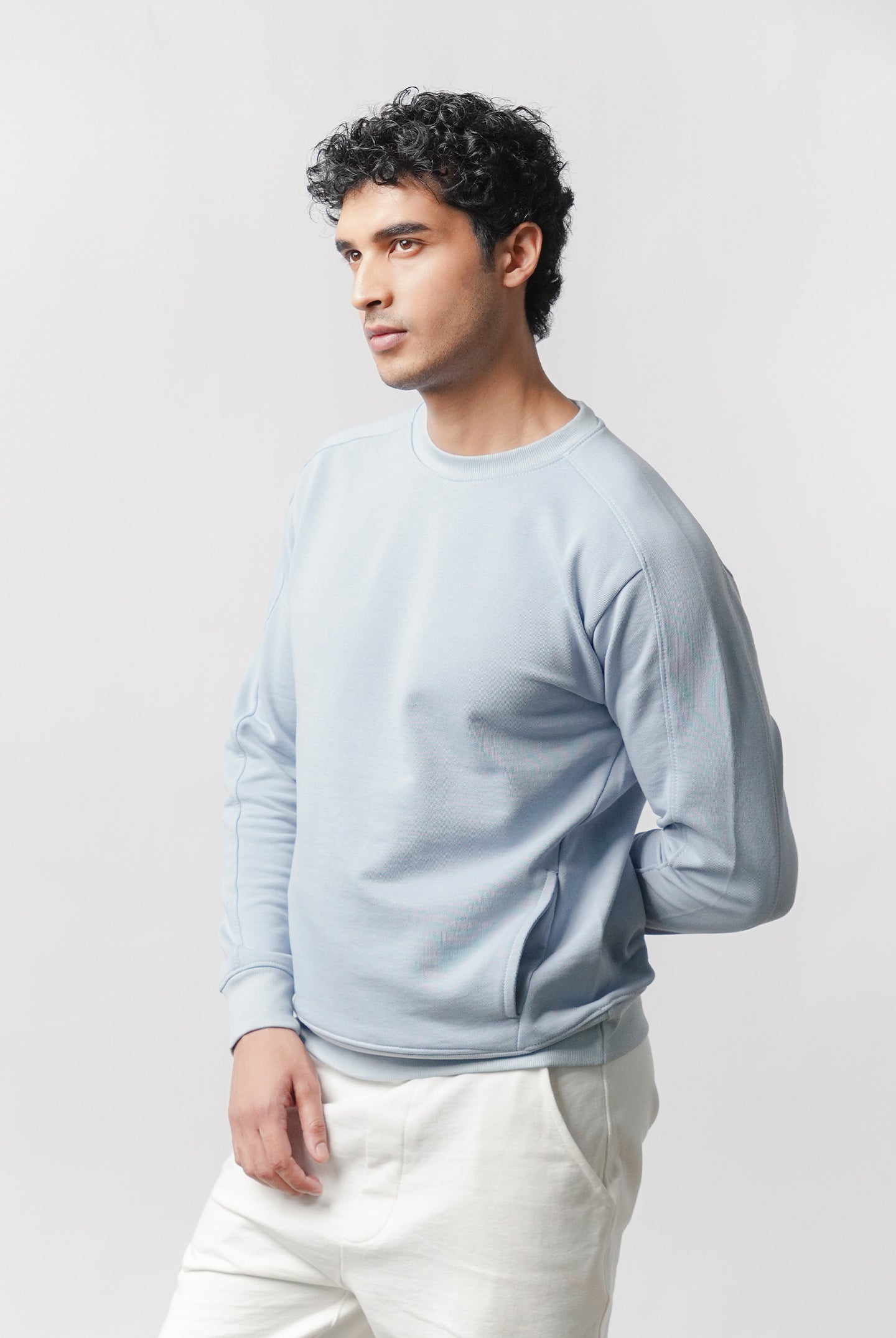 Side-Pocket Sweatshirt - Sky Blue - Mendeez
