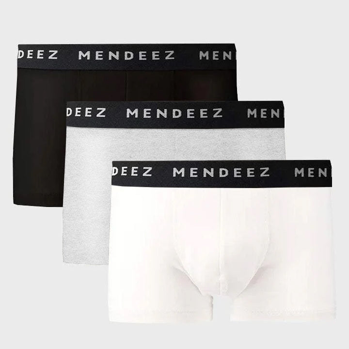 Boxer Trunks - Black, White & Light Grey Pack Of 3 - Mendeez