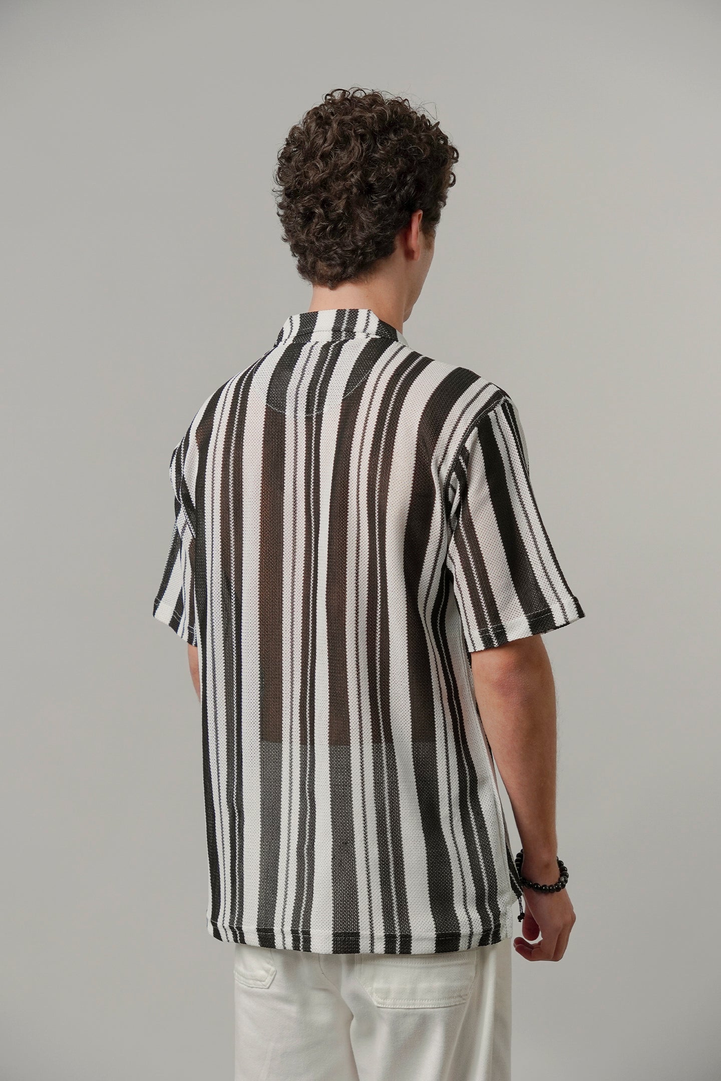 Zebra Striped Cuban Shirt - Black & White - Mendeez