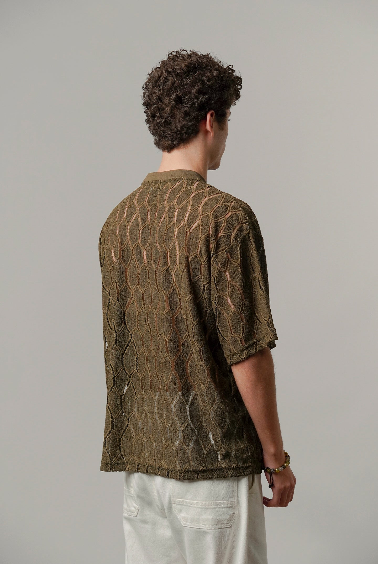 Knitted Oversized T-Shirt - Olive Green - Mendeez