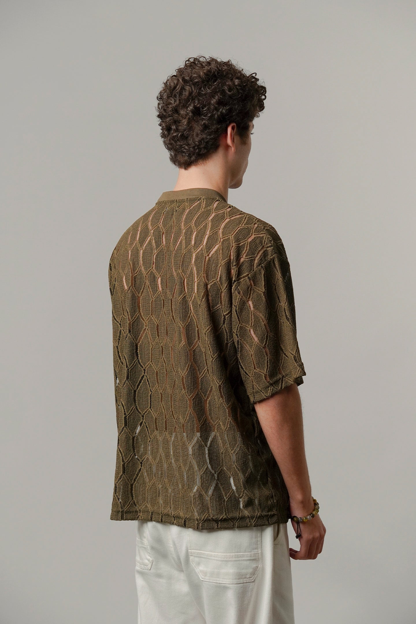 Knitted Oversized T-Shirt - Olive Green - Mendeez