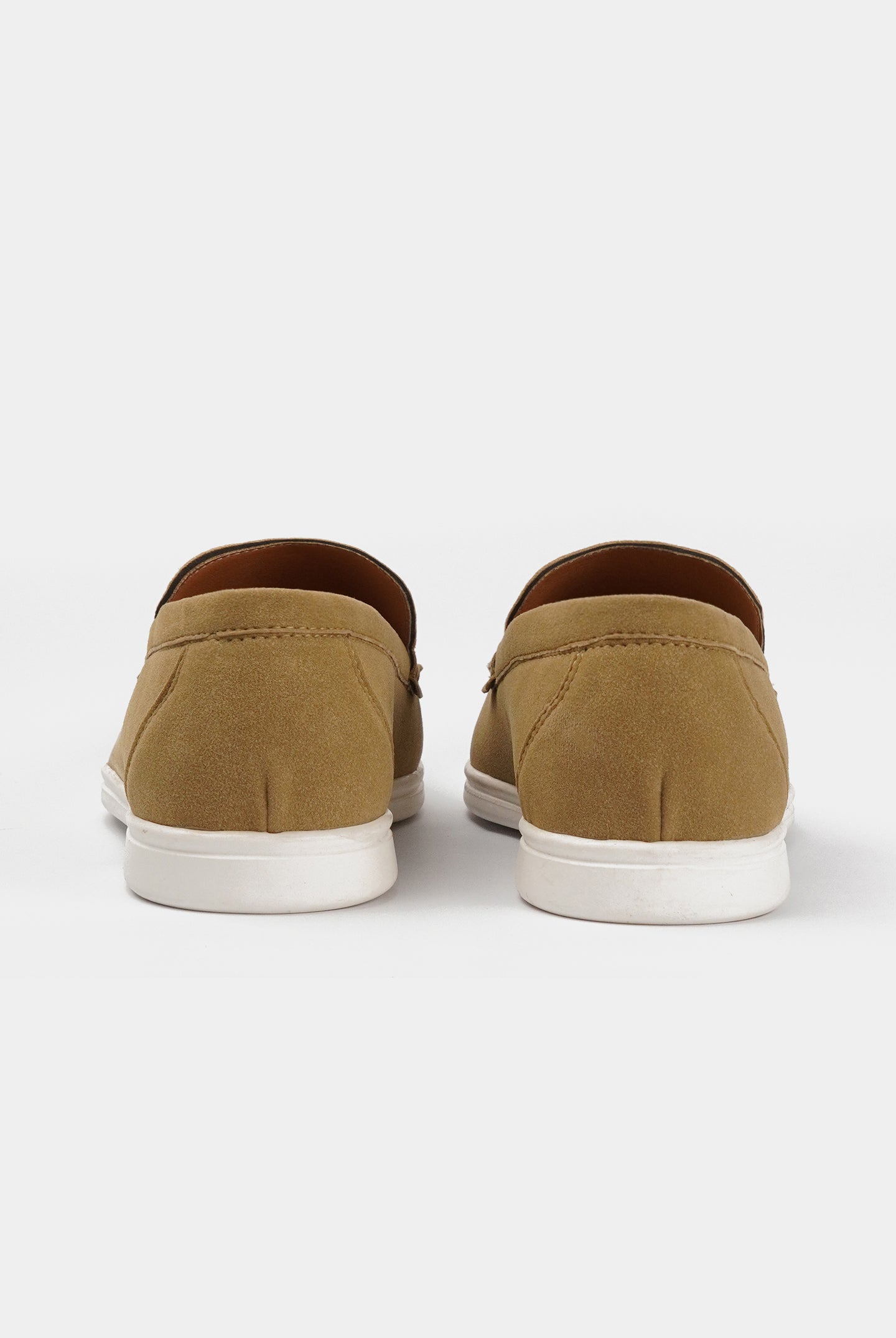 Slip On Suede Loafers - Beige - Mendeez