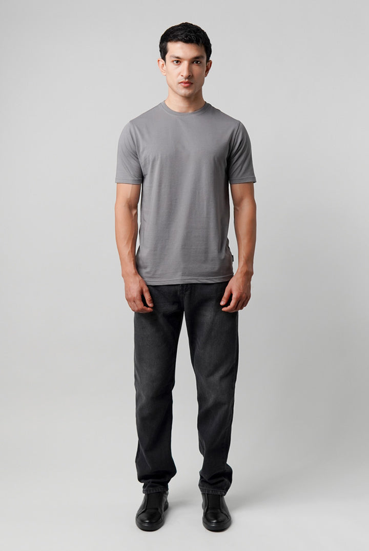 Regular Fit Crew Neck T-Shirt - Grey - Mendeez