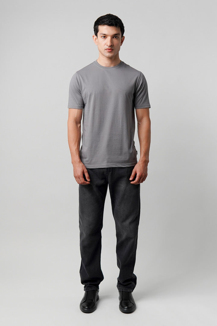 Regular Fit Crew Neck T-Shirt - Grey - Mendeez