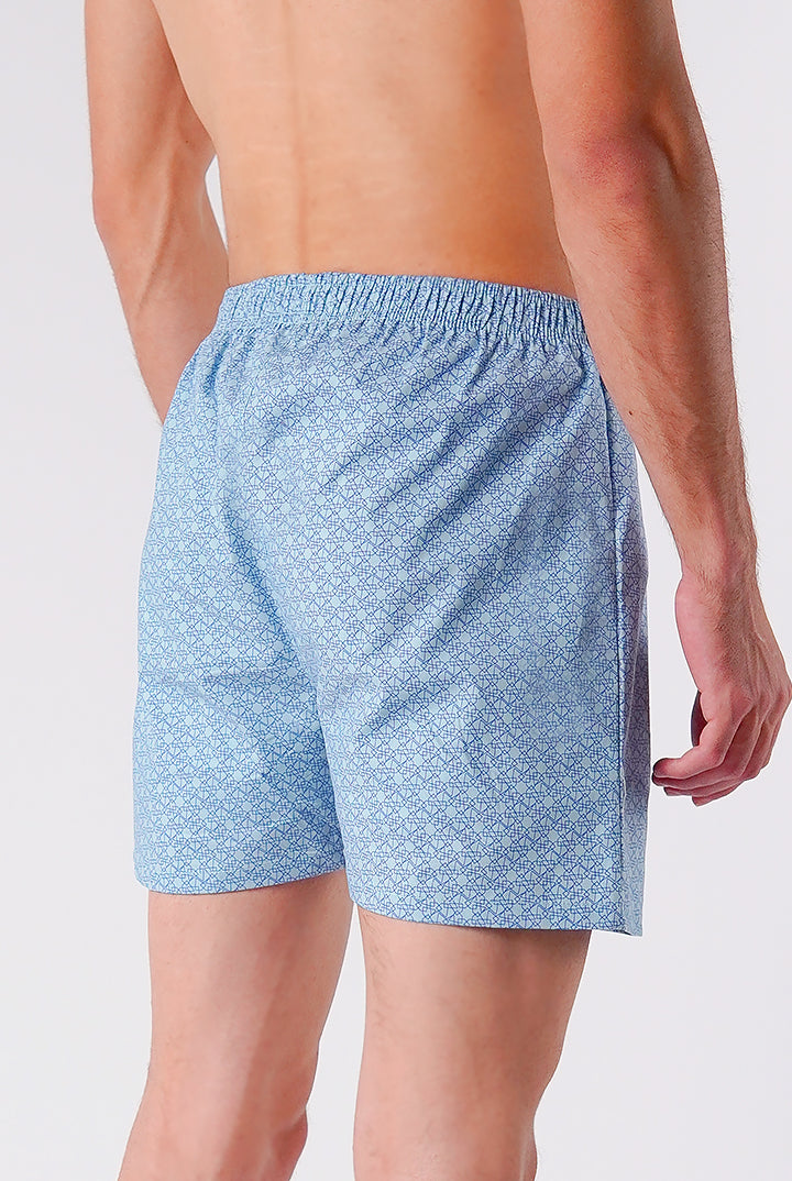 Printed Woven Boxer Shorts - Powder Blue - Mendeez