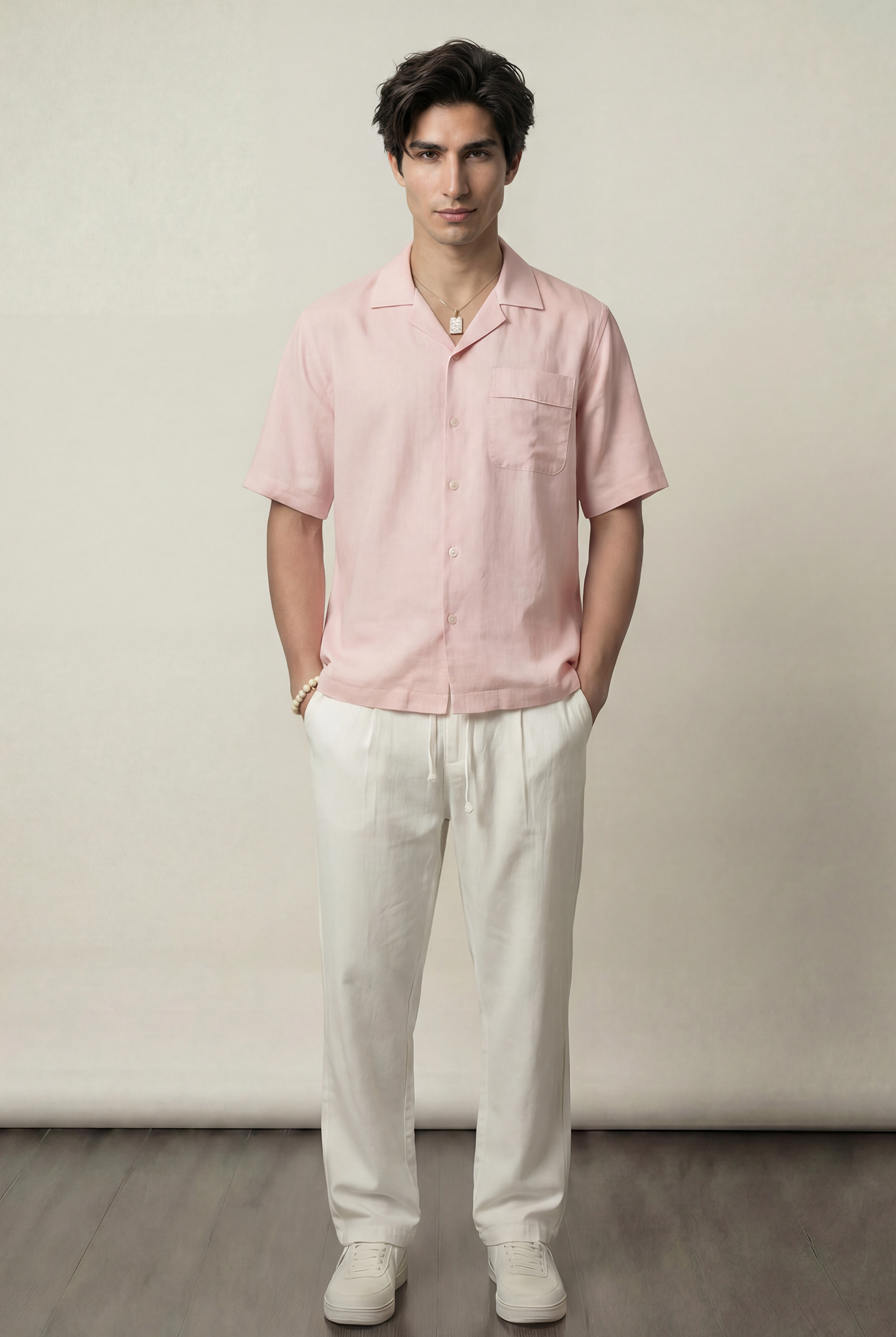 Oversized Cuban Shirt - Powder Pink - Mendeez